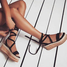 Load image into Gallery viewer, Summer White Wedge Espadrilles Women Sandals Open Toe Gladiator