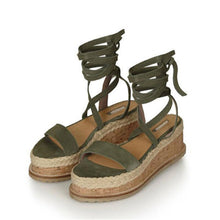 Load image into Gallery viewer, Summer White Wedge Espadrilles Women Sandals Open Toe Gladiator