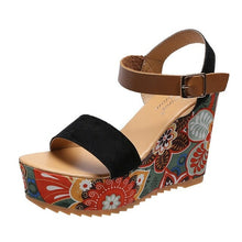 Load image into Gallery viewer, Floral cloth Wedges Shoes