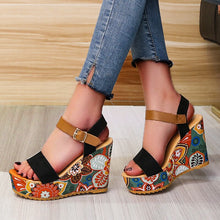 Load image into Gallery viewer, Women Sandals Floral-cloth Wedges