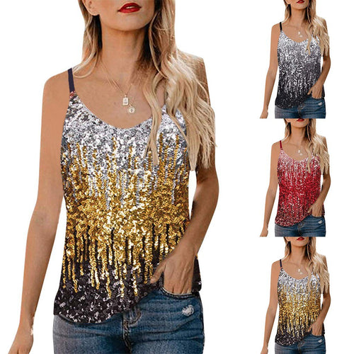 Summer Woman Top Tank Top Sexy Top Female Women’s Sequin Tops