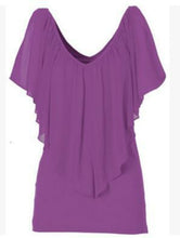 Load image into Gallery viewer, Summer Blouse Loose V Neck Butterfly Sleeve Chiffon
