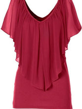 Load image into Gallery viewer, Summer Blouse Loose V Neck Butterfly Sleeve Chiffon