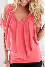 Load image into Gallery viewer, Summer Blouse Loose V Neck Butterfly Sleeve Chiffon