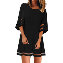 Load image into Gallery viewer, Casual O Neck Mesh Panel Loose Shirt Dress