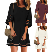 Load image into Gallery viewer, Casual O Neck Mesh Panel Loose Shirt Dress