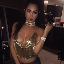 Load image into Gallery viewer, Summer Women Elegant Sexy Shiny Metal Texture Suspender Top Club