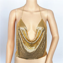 Load image into Gallery viewer, Summer Women Elegant Sexy Shiny Metal Texture Suspender Top Club
