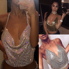 Load image into Gallery viewer, Summer Women Elegant Sexy Shiny Metal Texture Suspender Top Club
