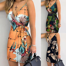 Load image into Gallery viewer, Summer Women Floral Print Bodycon Sexy V neck Mini Dress Female - Sophornlilly