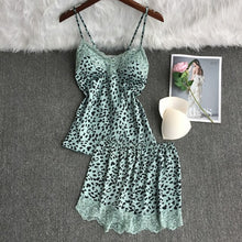 Load image into Gallery viewer, Summer Women Pajamas Leopard Print Ice Silk Suspender Vest + High