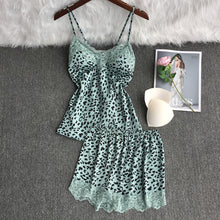 Load image into Gallery viewer, Summer Women Pajamas Leopard Print Ice Silk Suspender Vest + High