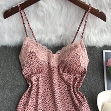 Load image into Gallery viewer, Summer Women Pajamas Leopard Print Ice Silk Suspender Vest + High