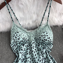 Load image into Gallery viewer, Summer Women Pajamas Leopard Print Ice Silk Suspender Vest + High