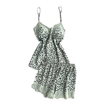 Load image into Gallery viewer, Summer Women Pajamas Leopard Print Ice Silk Suspender Vest + High