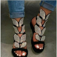 Load image into Gallery viewer, Summer Women Sandals New Fashion Rhinestone Butterfly PU Leather - Sophornlilly
