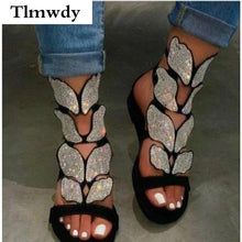 Load image into Gallery viewer, Summer Women Sandals New Fashion Rhinestone Butterfly PU Leather - Sophornlilly