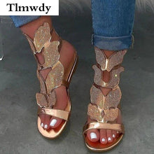 Load image into Gallery viewer, Summer Women Sandals New Fashion Rhinestone Butterfly PU Leather - Sophornlilly