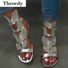 Load image into Gallery viewer, Summer Women Sandals New Fashion Rhinestone Butterfly PU Leather - Sophornlilly