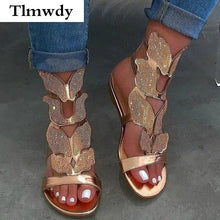 Load image into Gallery viewer, Summer Women Sandals New Fashion Rhinestone Butterfly PU Leather - Sophornlilly