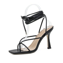 Load image into Gallery viewer, Sandals Narrow Band Vintage Square Toe High Heels Cross