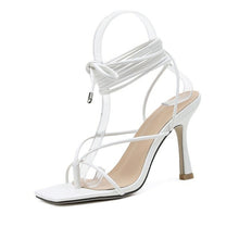 Load image into Gallery viewer, Sandals Narrow Band Vintage Square Toe High Heels Cross