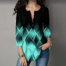 Load image into Gallery viewer, Summer Women Shirts O Neck Printed Mesh Gradient Tops Casual Ladies