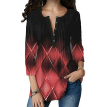 Load image into Gallery viewer, Summer Women Shirts O Neck Printed Mesh Gradient Tops Casual Ladies