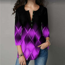Load image into Gallery viewer, Summer Women Shirts O Neck Printed Mesh Gradient Tops Casual Ladies
