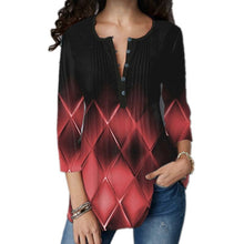 Load image into Gallery viewer, Summer Women Shirts O Neck Printed Mesh Gradient Tops Casual Ladies