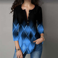 Load image into Gallery viewer, Summer Women Shirts O Neck Printed Mesh Gradient Tops Casual Ladies