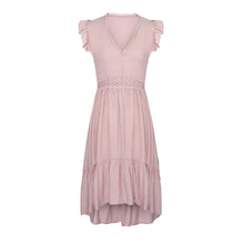 Load image into Gallery viewer, Summer Women Sleeveless Midi Dress Fashion Hollow Out Ruffle