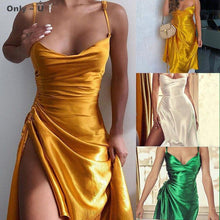 Load image into Gallery viewer, Summer Women Sleeveless Spaghetti Strap Satin Dress Sexy Backless Side - Sophornlilly