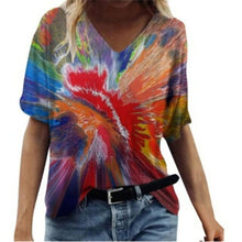 Load image into Gallery viewer, Summer Women V Neck Shirts Printed Short Sleeves Casual Fashion Tops