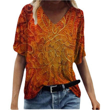 Load image into Gallery viewer, Summer Women V Neck Shirts Printed Short Sleeves Casual Fashion Tops