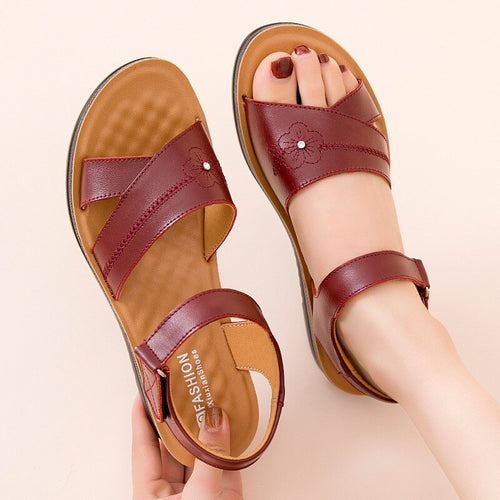 Summer Women's Sandals Genuine Leather Female Soft Bottom Casual Flat