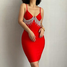 Load image into Gallery viewer, Summer Women's Sexy Spaghetti Strap V neck Diamond Tassel Bandage - Sophornlilly