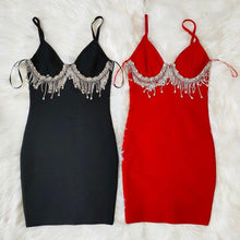 Load image into Gallery viewer, Summer Women's Sexy Spaghetti Strap V neck Diamond Tassel Bandage - Sophornlilly