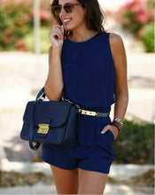 Load image into Gallery viewer, Summer Women's Solid Color Sexy Round Neck Jumpsuit With Hollow Back - Sophornlilly