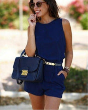 Load image into Gallery viewer, Summer Women's Solid Color Sexy Round Neck Jumpsuit With Hollow Back - Sophornlilly