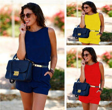 Load image into Gallery viewer, Summer Women's Solid Color Sexy Round Neck Jumpsuit With Hollow Back - Sophornlilly