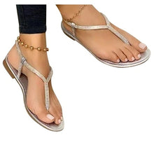 Load image into Gallery viewer, Summer Womens Flip flops Open Toe Casual Shoes Flats Rhinestones Roman