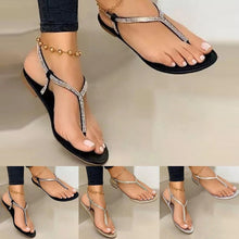 Load image into Gallery viewer, Summer Womens Flip flops Open Toe Casual Shoes Flats Rhinestones Roman