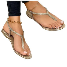 Load image into Gallery viewer, Summer Womens Flip flops Open Toe Casual Shoes Flats Rhinestones Roman