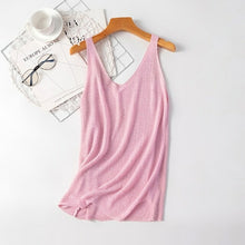 Load image into Gallery viewer, Summer knitted Tank Top for Women korean Cami Sleeveless Bling Lurex