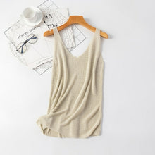 Load image into Gallery viewer, Summer knitted Tank Top for Women korean Cami Sleeveless Bling Lurex