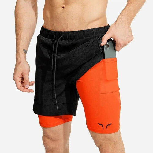 Summer new male sports shorts 2 in 1 safety bag sexy running - Sophornlilly