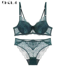 Load image into Gallery viewer, Super Gather Sexy Underwear Set Women Bras Deep V Purple Brassiere