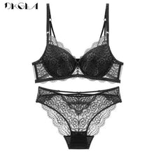 Load image into Gallery viewer, Super Gather Sexy Underwear Set Women Bras Deep V Purple Brassiere