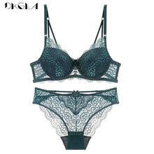 Load image into Gallery viewer, Super Gather Sexy Underwear Set Women Bras Deep V Purple Brassiere